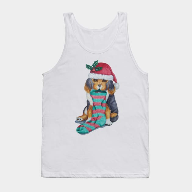 cute black and brown puppy dressed for christmas Tank Top by pollywolly